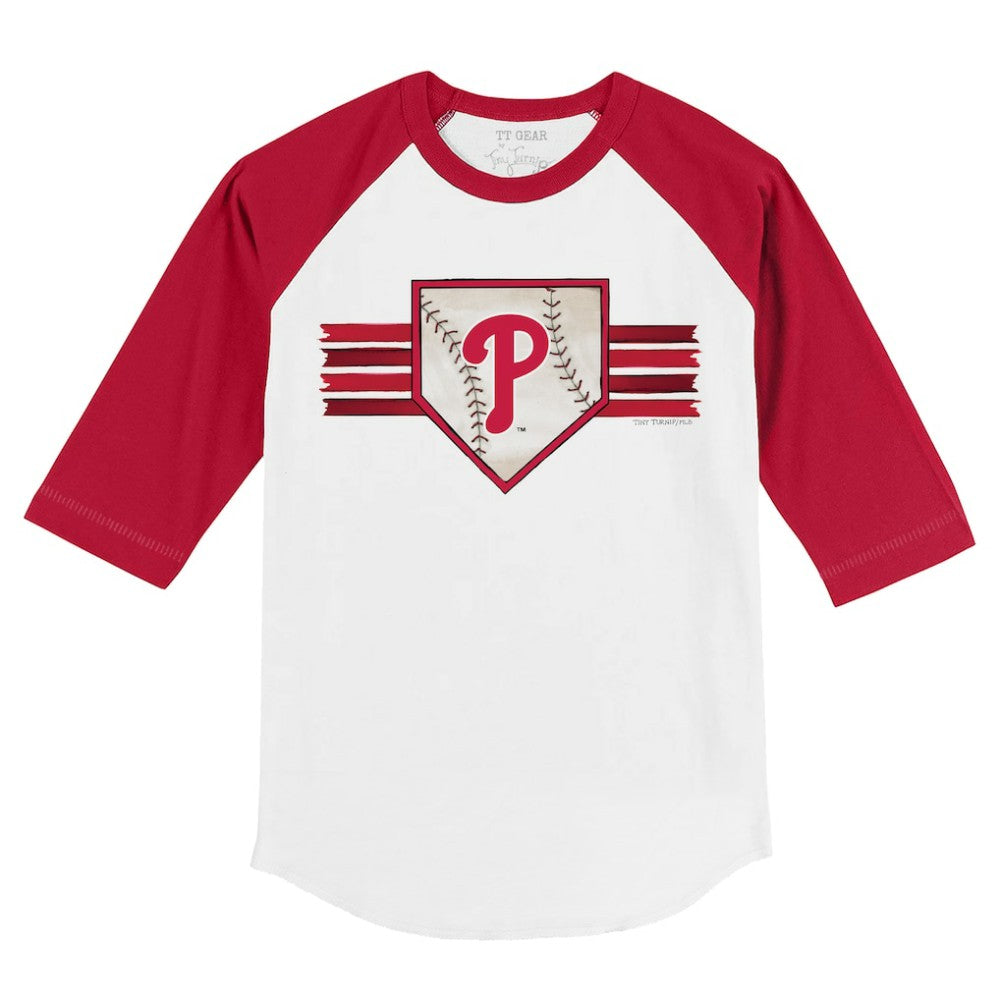 Philadelphia Phillies Tiny Turnip Youth Base Stripe 3/4-Sleeve Raglan T-Shirt - White/Red
