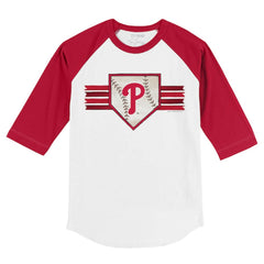 Philadelphia Phillies Tiny Turnip Youth Base Stripe 3/4-Sleeve Raglan T-Shirt - White/Red