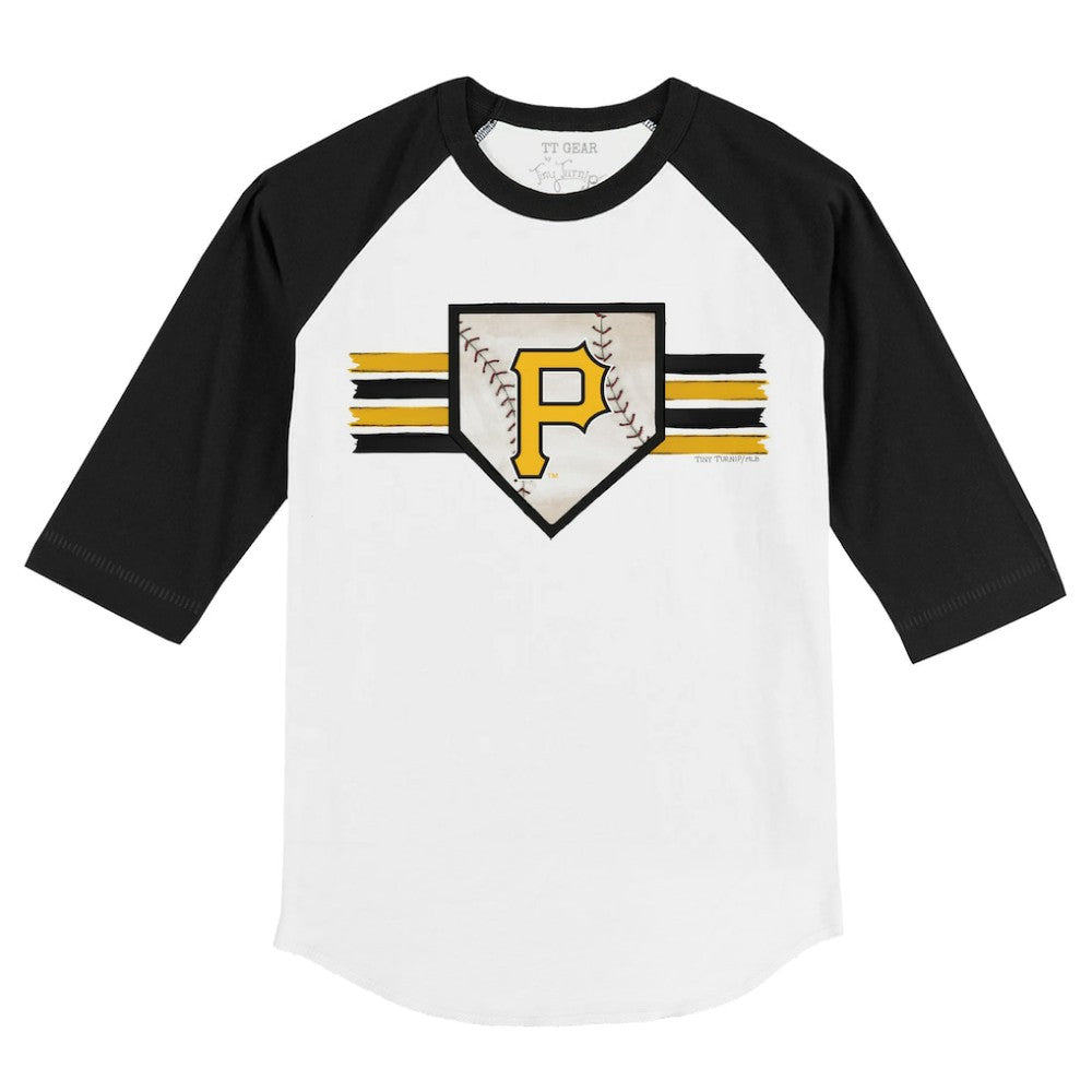 Pittsburgh Pirates Tiny Turnip Youth Base Stripe 3/4-Sleeve Raglan T-Shirt - White/Black