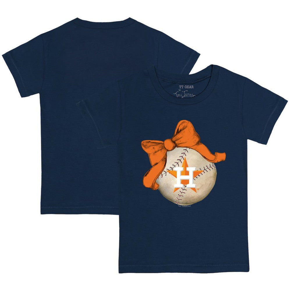 Houston Astros Tiny Turnip Youth Baseball Bow T-Shirt - Navy