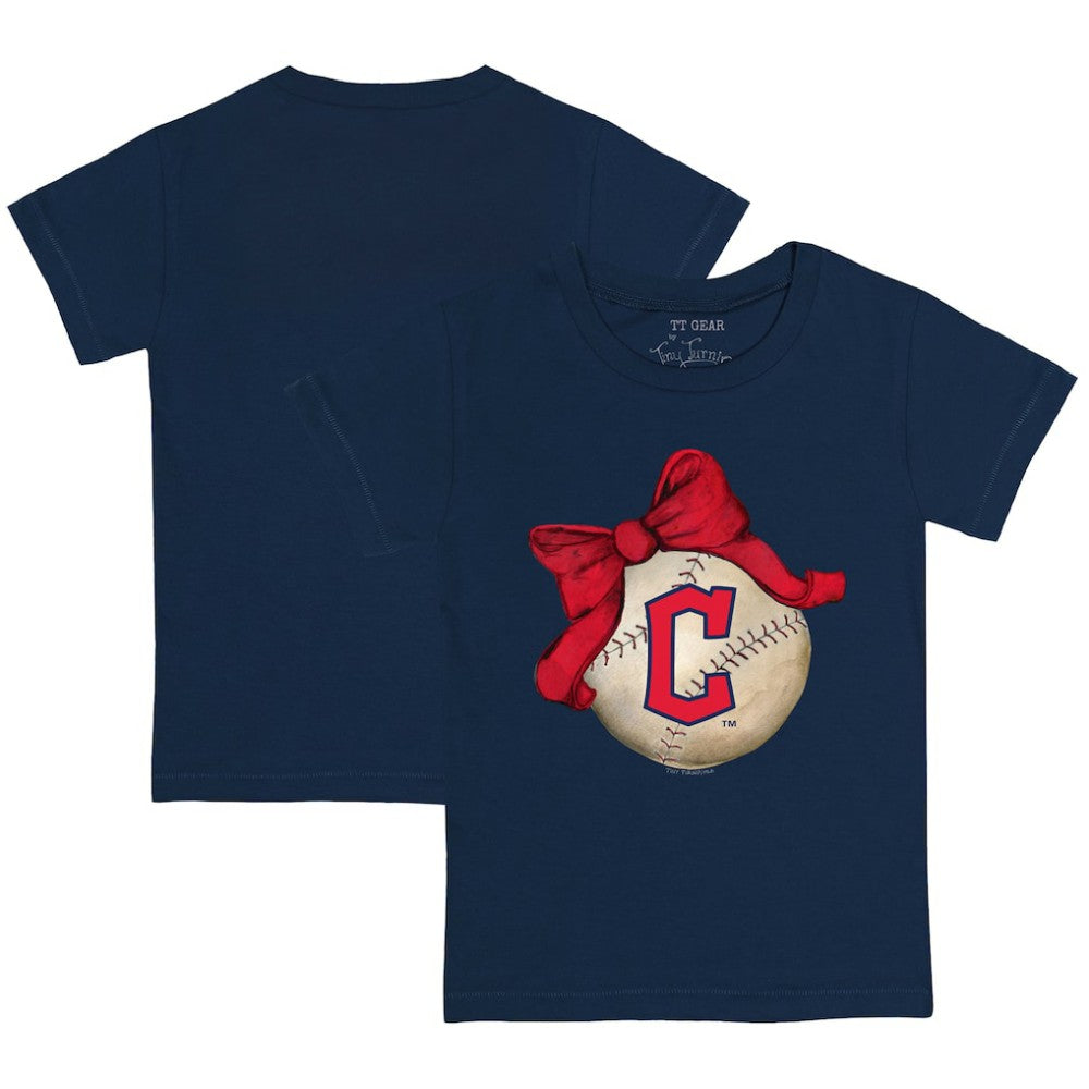 Cleveland Guardians Tiny Turnip Youth Baseball Bow T-Shirt - Navy