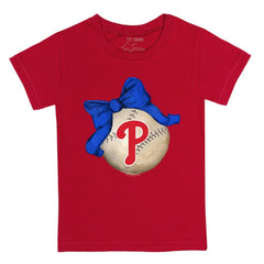 Philadelphia Phillies Tiny Turnip Youth Baseball Bow T-Shirt - Red