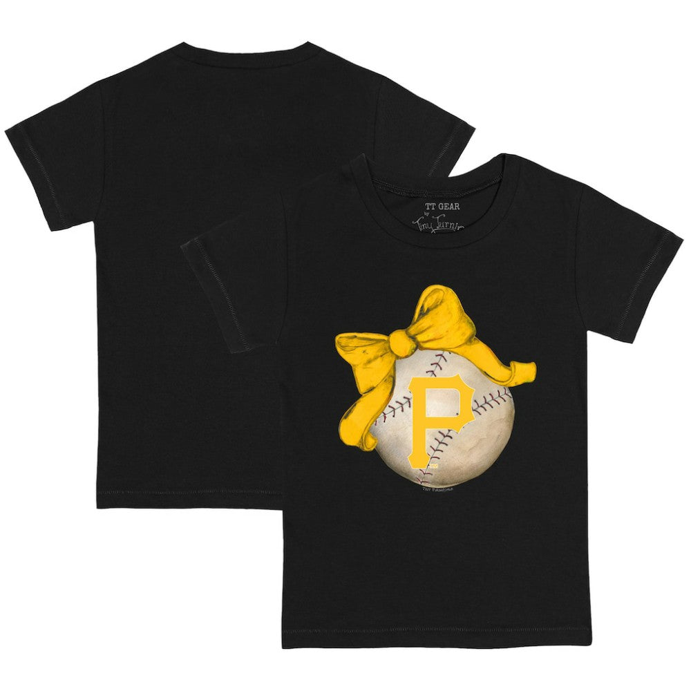 Pittsburgh Pirates Tiny Turnip Youth Baseball Bow T-Shirt - Black