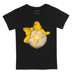 Pittsburgh Pirates Tiny Turnip Youth Baseball Bow T-Shirt - Black