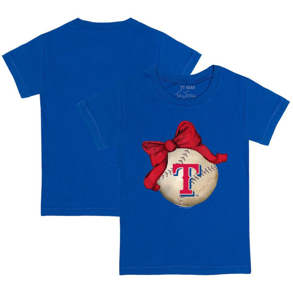 Texas Rangers Tiny Turnip Youth Baseball Bow T-Shirt - Royal