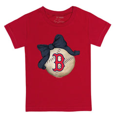 Boston Red Sox Tiny Turnip Youth Baseball Bow T-Shirt - Red