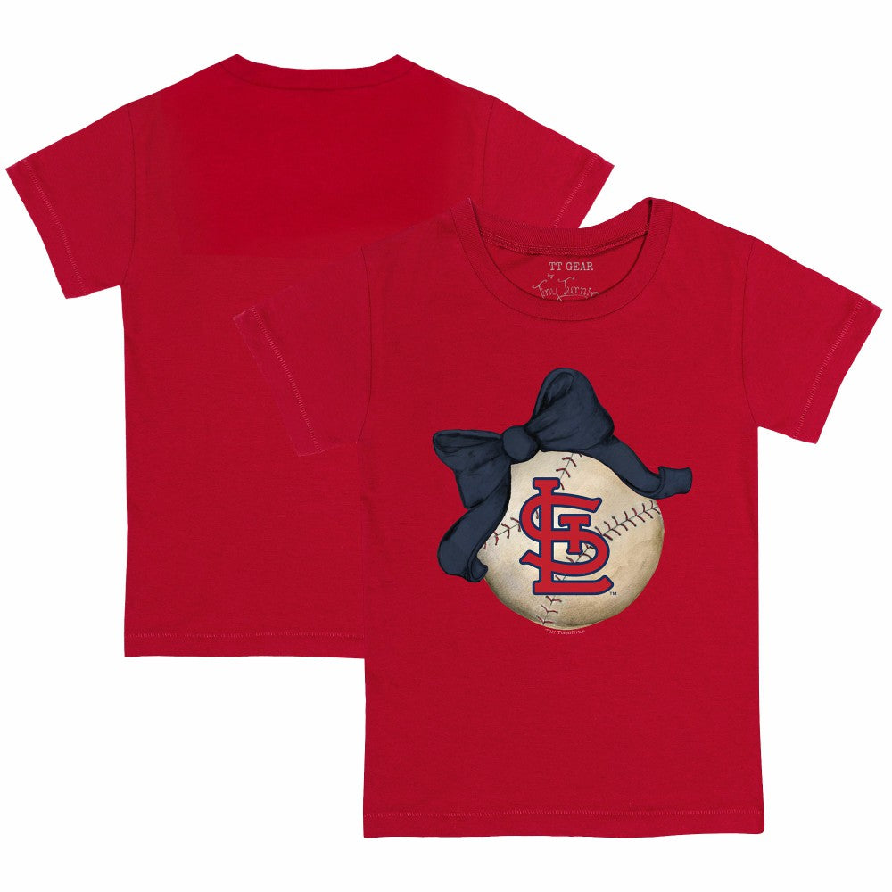 St. Louis Cardinals Tiny Turnip Youth Baseball Bow T-Shirt - Red