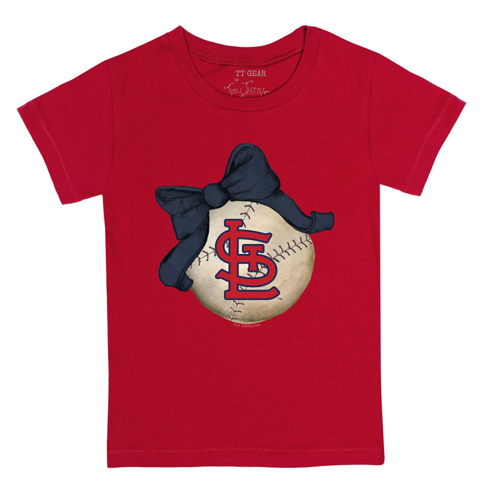St. Louis Cardinals Tiny Turnip Youth Baseball Bow T-Shirt - Red