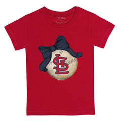 St. Louis Cardinals Tiny Turnip Youth Baseball Bow T-Shirt - Red