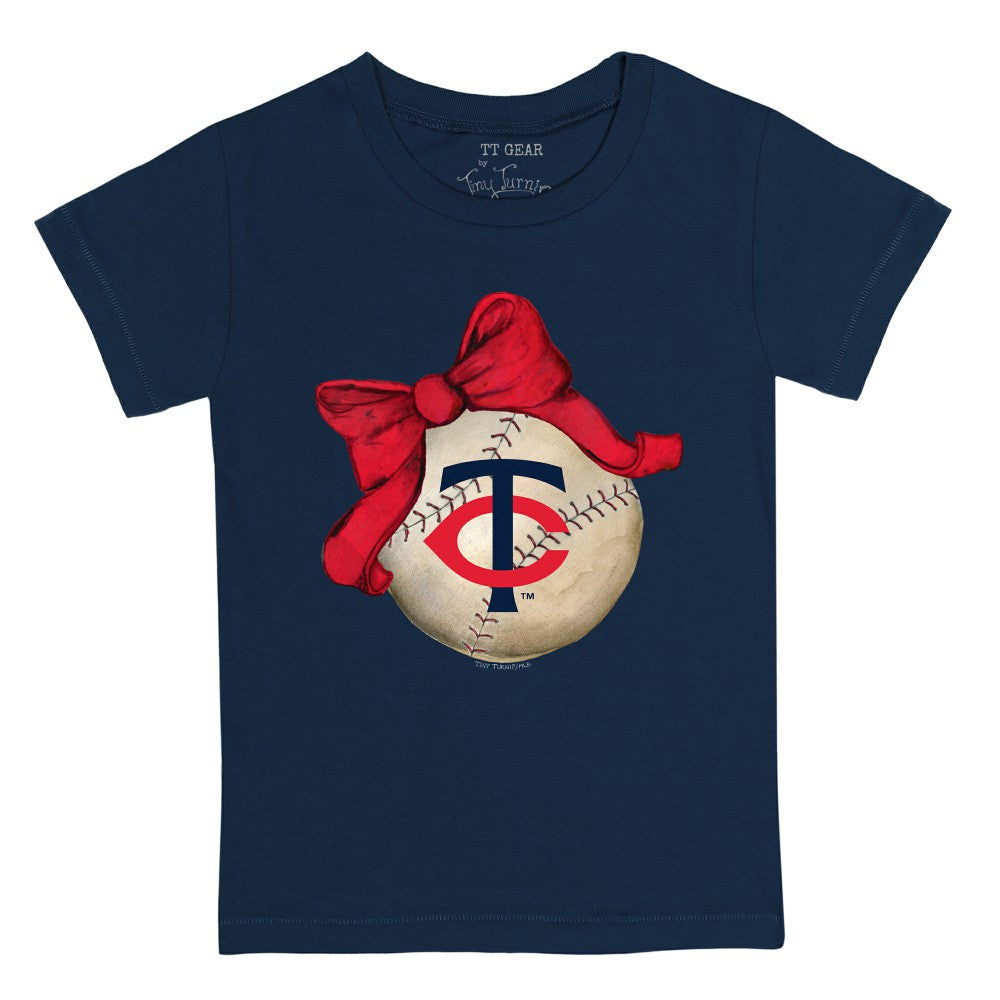 Minnesota Twins Tiny Turnip Youth Baseball Bow T-Shirt - Navy