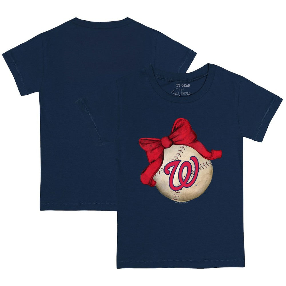 Washington Nationals Tiny Turnip Youth Baseball Bow T-Shirt - Navy