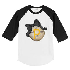 Pittsburgh Pirates Tiny Turnip Youth Baseball Bow 3/4-Sleeve Raglan T-Shirt - White/Black