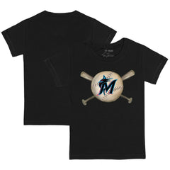 Miami Marlins Tiny Turnip Youth Baseball Cross Bats T-Shirt - Black