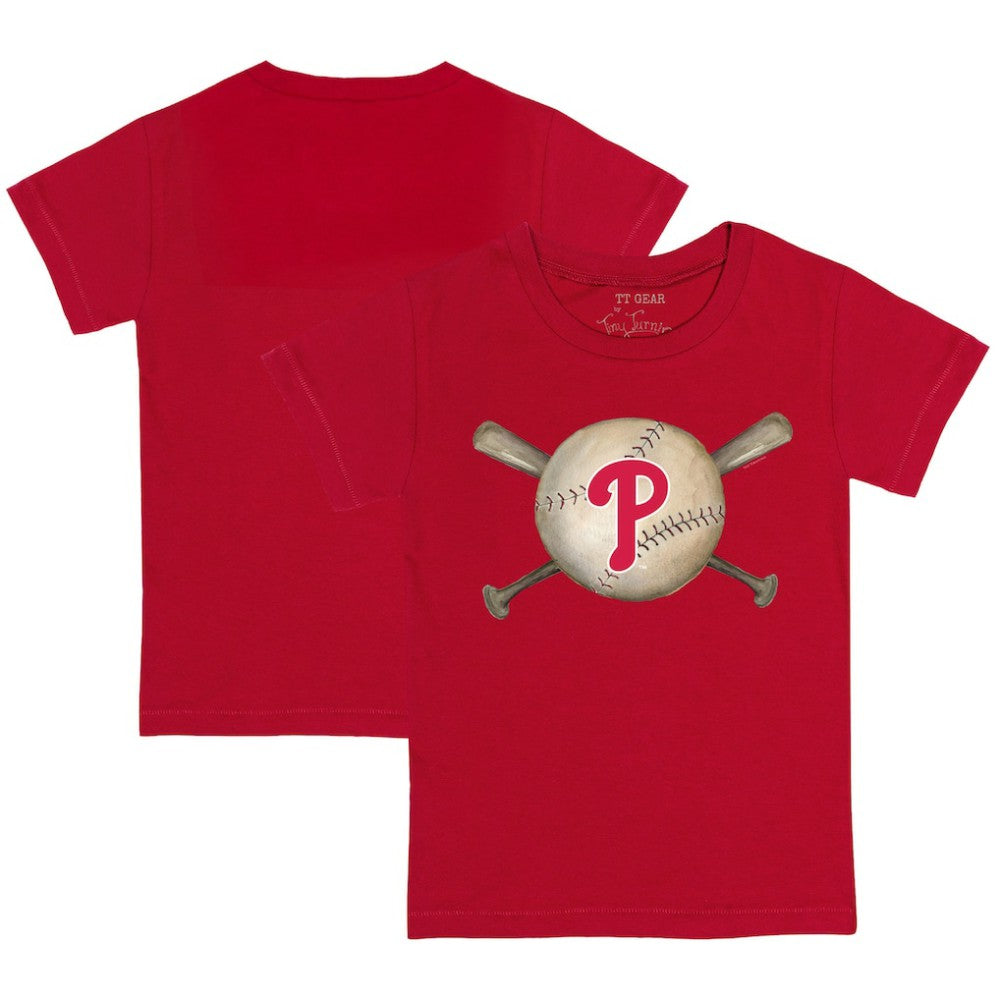 Philadelphia Phillies Tiny Turnip Youth Baseball Cross Bats T-Shirt - Red