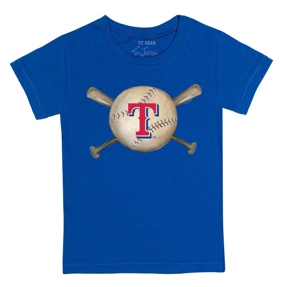 Texas Rangers Tiny Turnip Youth Baseball Cross Bats T-Shirt - Royal