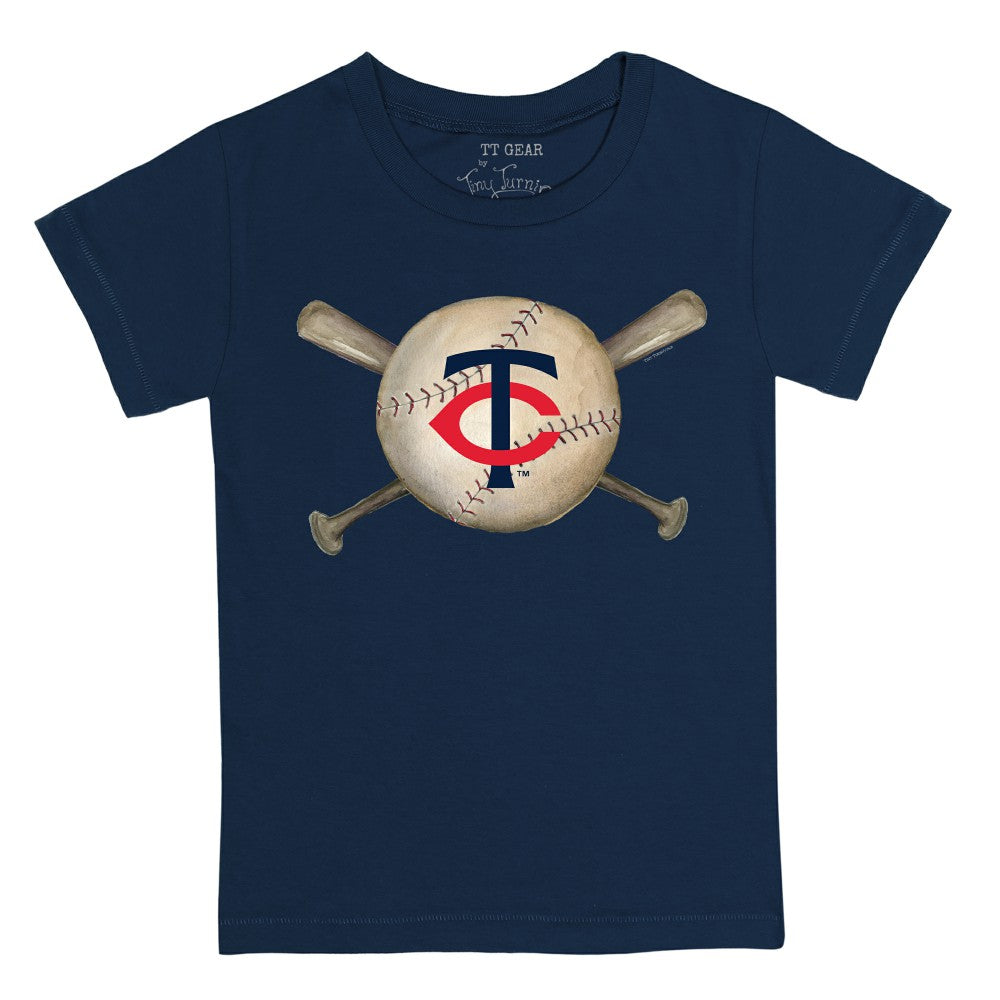 Minnesota Twins Tiny Turnip Youth Baseball Cross Bats T-Shirt - Navy