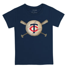 Minnesota Twins Tiny Turnip Youth Baseball Cross Bats T-Shirt - Navy