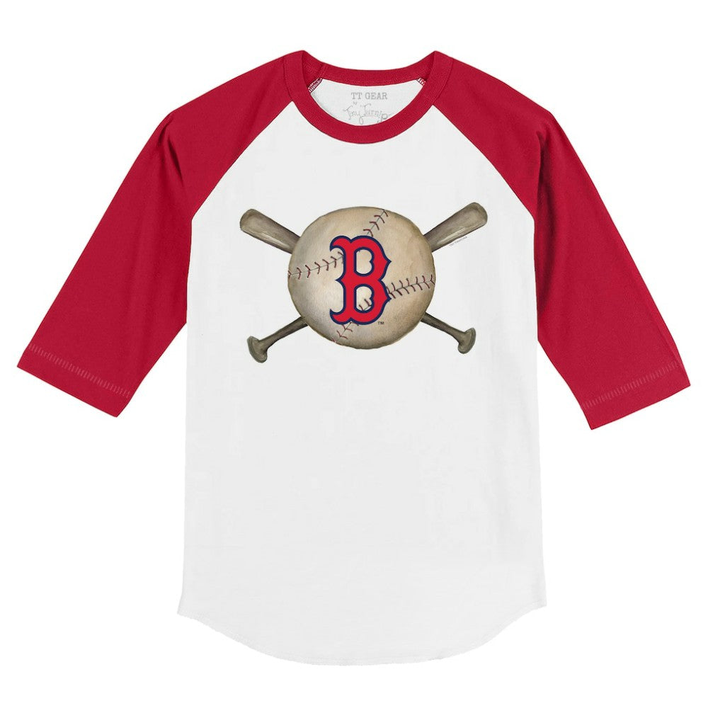 Boston Red Sox Tiny Turnip Youth Baseball Cross Bats 3/4-Sleeve Raglan T-Shirt - White/Red
