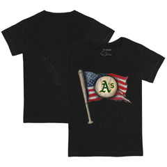 Athletics Tiny Turnip Youth Baseball Flag T-Shirt - Black