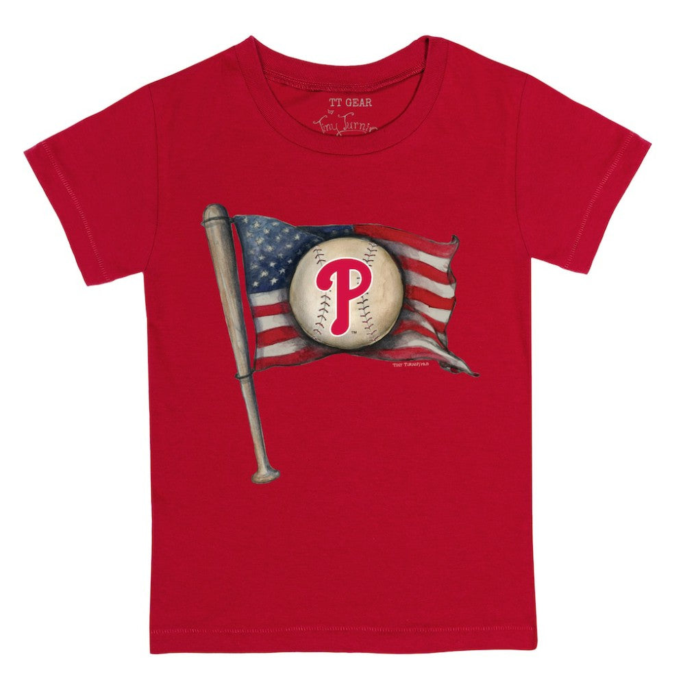 Philadelphia Phillies Tiny Turnip Youth Baseball Flag T-Shirt - Red
