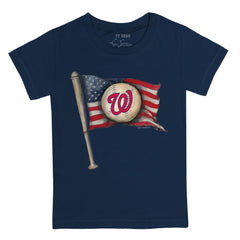 Washington Nationals Tiny Turnip Youth Baseball Flag T-Shirt - Navy