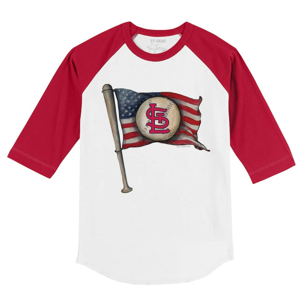 St. Louis Cardinals Tiny Turnip Youth Baseball Flag 3/4-Sleeve Raglan T-Shirt - White/Red