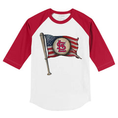 St. Louis Cardinals Tiny Turnip Youth Baseball Flag 3/4-Sleeve Raglan T-Shirt - White/Red