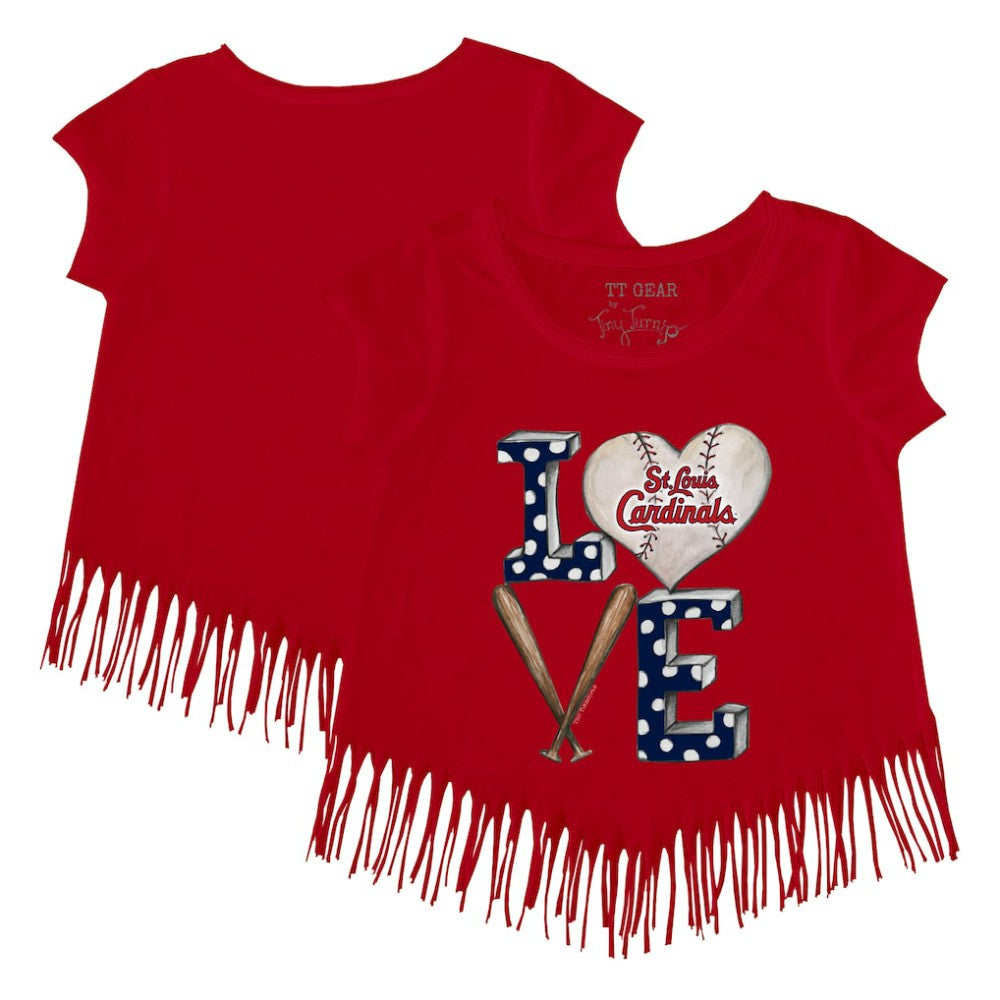 St. Louis Cardinals Tiny Turnip Girls Youth Baseball Love Fringe T-Shirt - Red