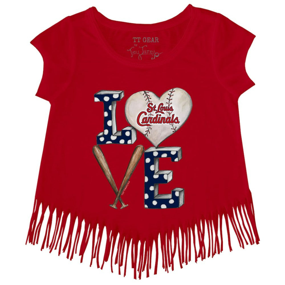 St. Louis Cardinals Tiny Turnip Girls Youth Baseball Love Fringe T-Shirt - Red
