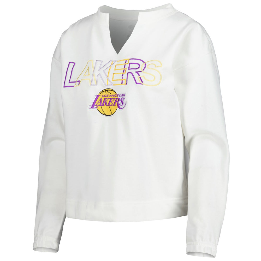 Los Angeles Lakers Concepts Sport Women's Sunray Notch Neck Long Sleeve Top - White cheap