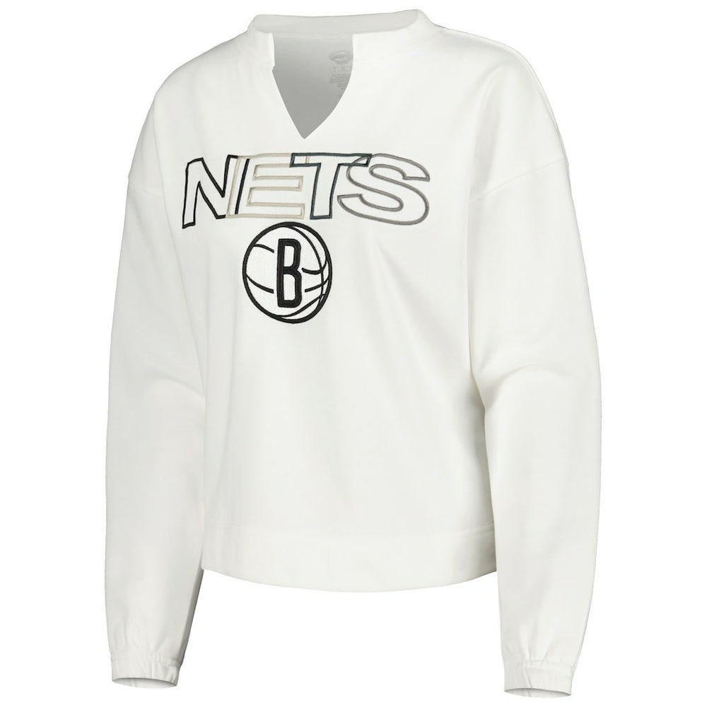 Brooklyn Nets Concepts Sport Women's Sunray Notch Neck Long Sleeve Top - White discount