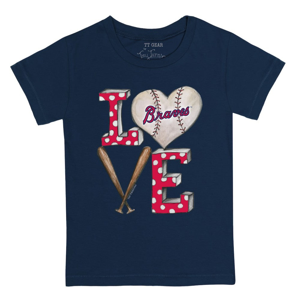 Atlanta Braves Tiny Turnip Youth Baseball Love T-Shirt - Navy