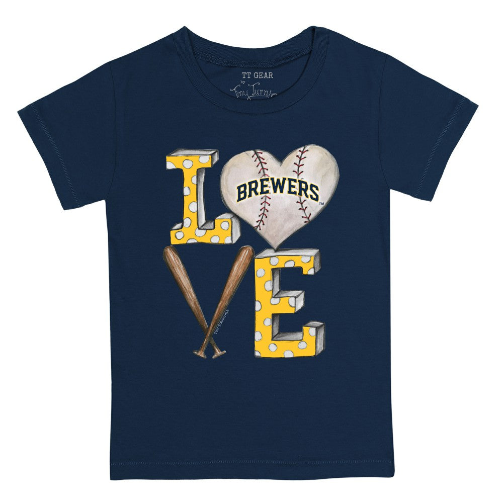 Milwaukee Brewers Tiny Turnip Youth Baseball Love T-Shirt - Navy