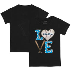 Miami Marlins Tiny Turnip Youth Baseball Love T-Shirt - Black