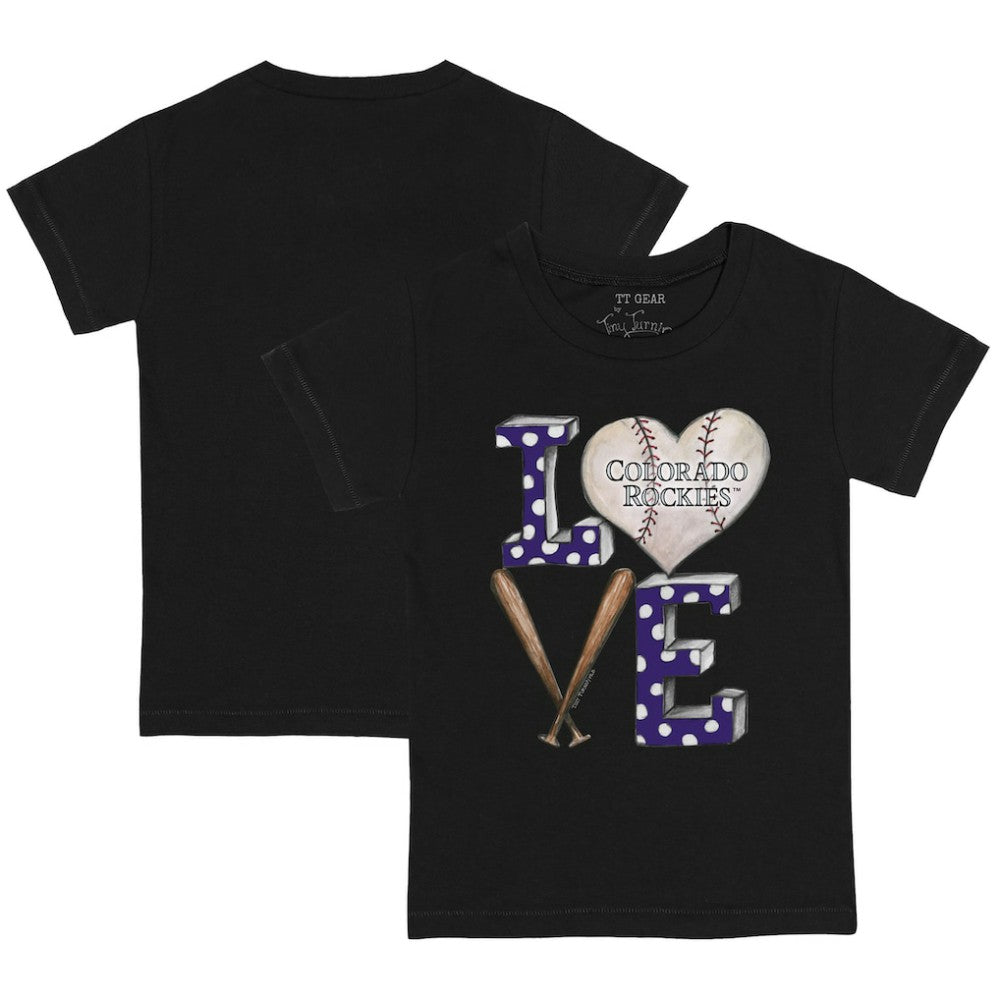Colorado Rockies Tiny Turnip Youth Baseball Love T-Shirt - Black