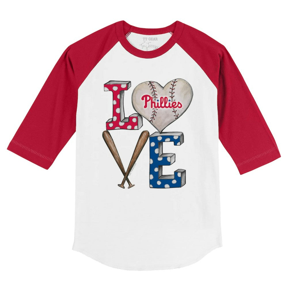 Philadelphia Phillies Tiny Turnip Youth Baseball Love 3/4-Sleeve Raglan T-Shirt - White/Red