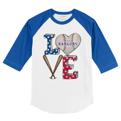 Texas Rangers Tiny Turnip Youth Baseball Love 3/4-Sleeve Raglan T-Shirt - White/Royal