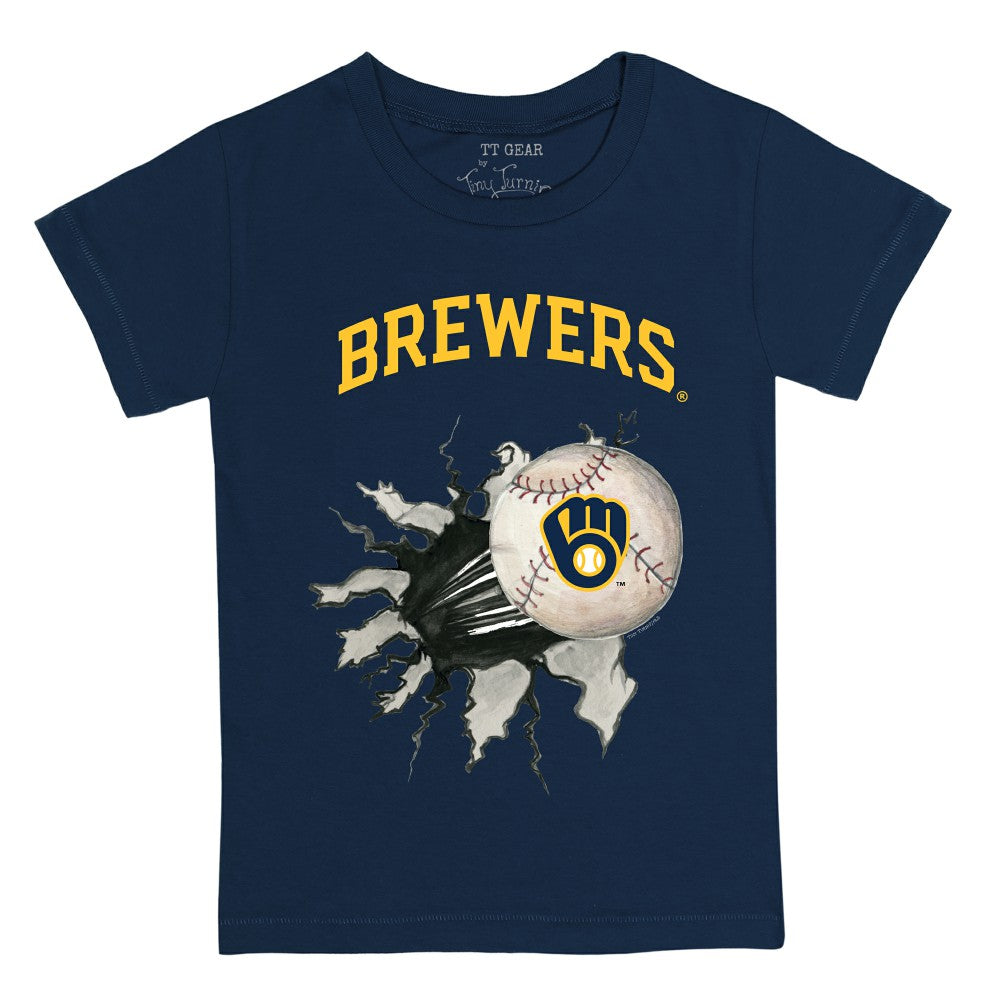 Milwaukee Brewers Tiny Turnip Youth Baseball Tear T-Shirt - Navy