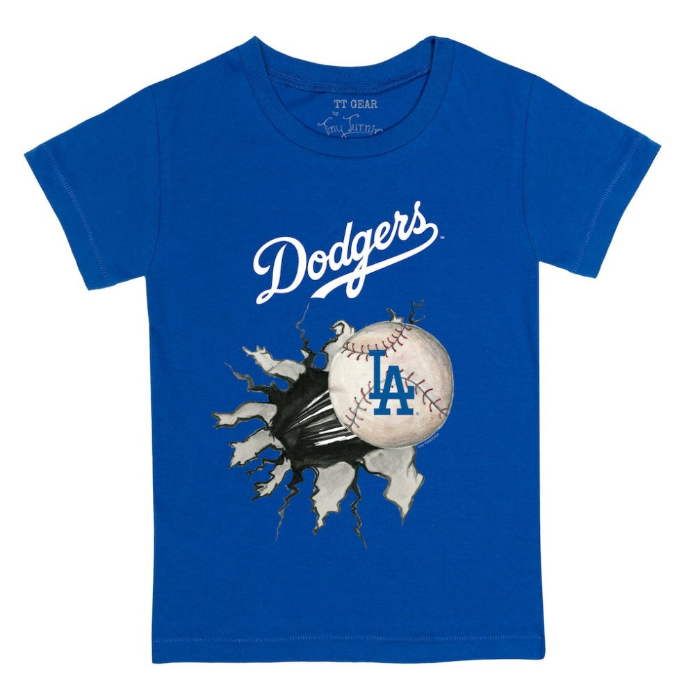 Los Angeles Dodgers Tiny Turnip Youth Baseball Tear T-Shirt - Royal