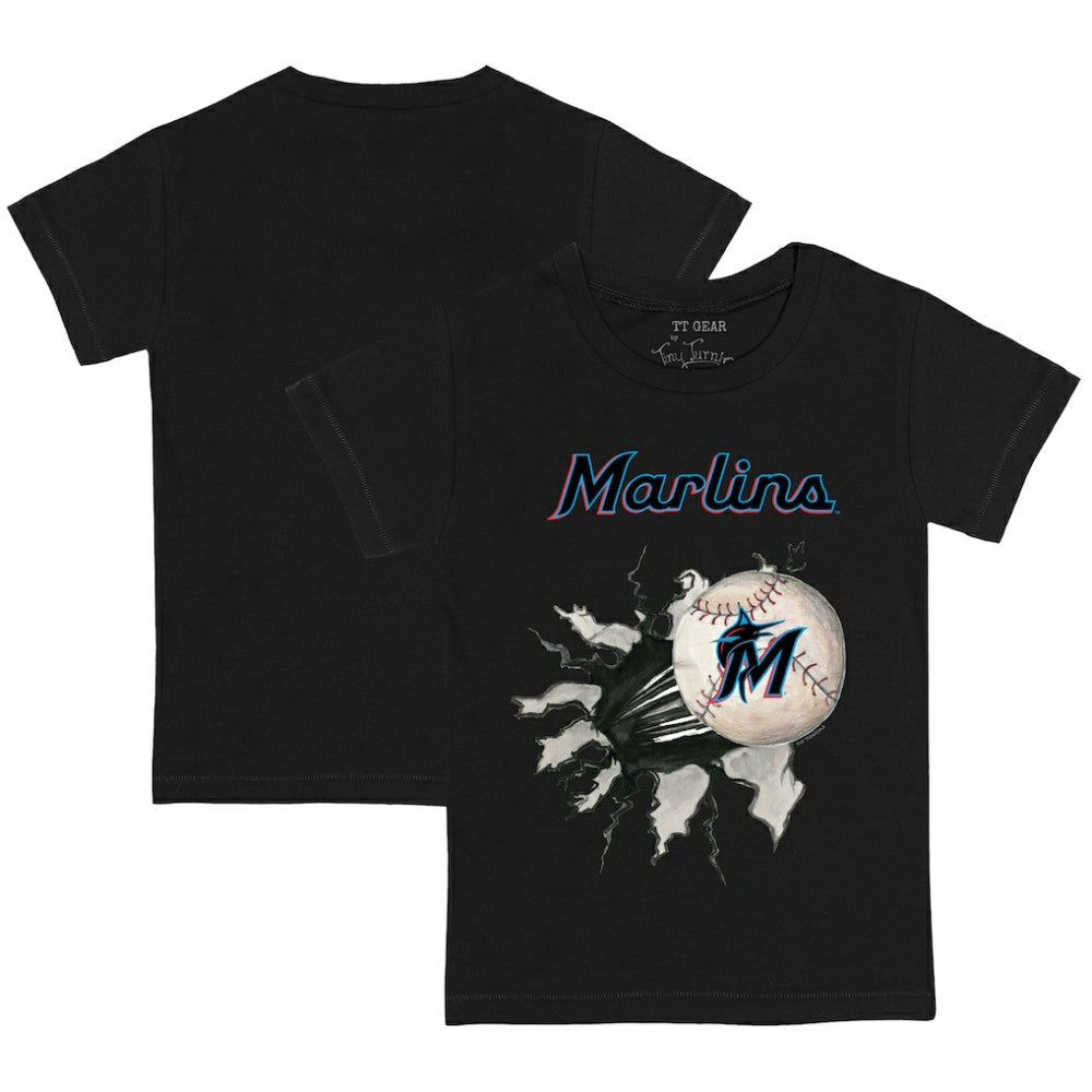 Miami Marlins Tiny Turnip Youth Baseball Tear T-Shirt - Black