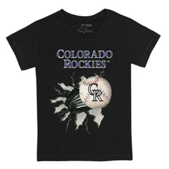 Colorado Rockies Tiny Turnip Youth Baseball Tear T-Shirt - Black