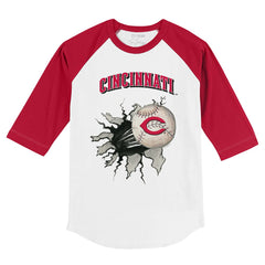 Cincinnati Reds Tiny Turnip Youth Baseball Tear 3/4-Sleeve Raglan T-Shirt - White/Red