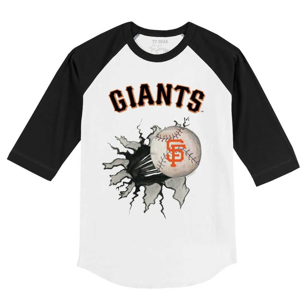 San Francisco Giants Tiny Turnip Youth Baseball Tear 3/4-Sleeve Raglan T-Shirt - White/Black