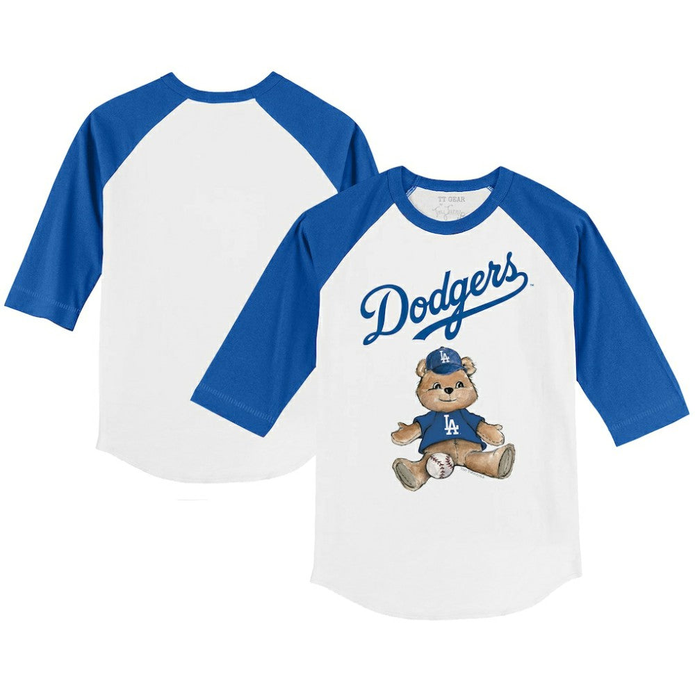 Los Angeles Dodgers Tiny Turnip Youth Teddy Boy 3/4-Sleeve Raglan T-Shirt - White/Royal