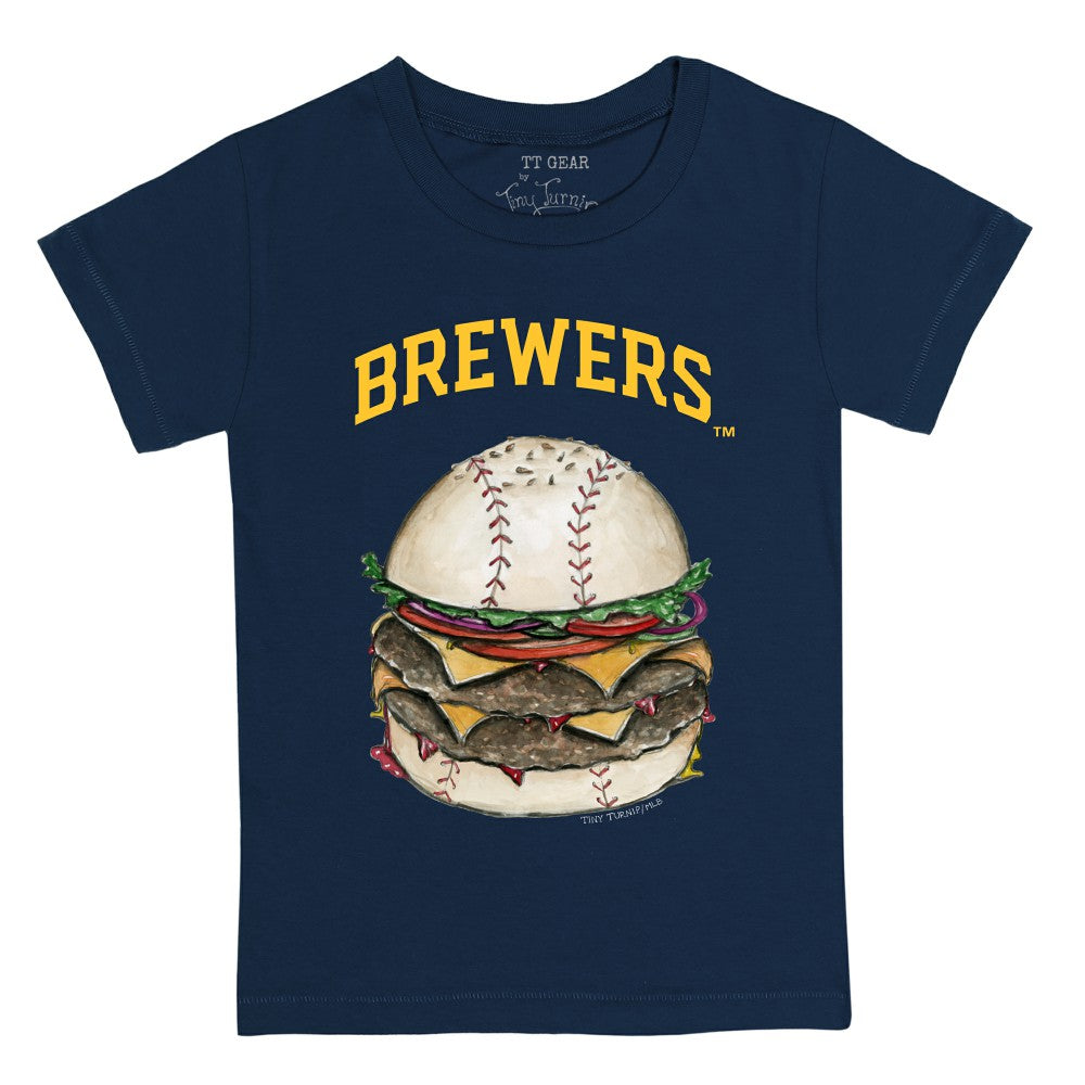 Milwaukee Brewers Tiny Turnip Youth Burger T-Shirt - Navy