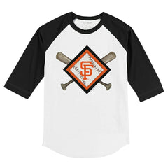 San Francisco Giants Tiny Turnip Youth Diamond Cross Bats 3/4-Sleeve Raglan T-Shirt - White/Black