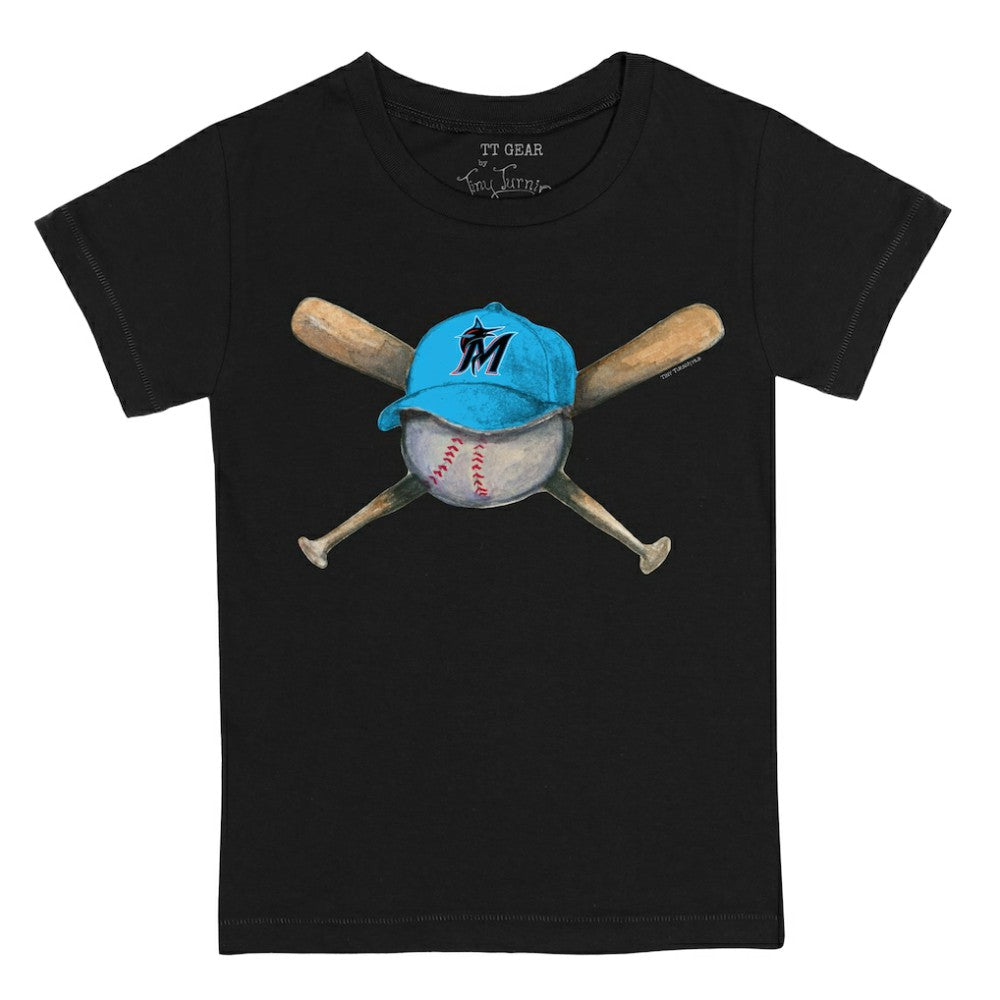 Miami Marlins Tiny Turnip Youth Hat Crossbats T-Shirt - Black