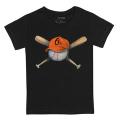 Baltimore Orioles Tiny Turnip Youth Hat Crossbats T-Shirt - Black