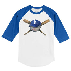 Los Angeles Dodgers Tiny Turnip Youth Hat Crossbats 3/4-Sleeve Raglan T-Shirt - White/Royal