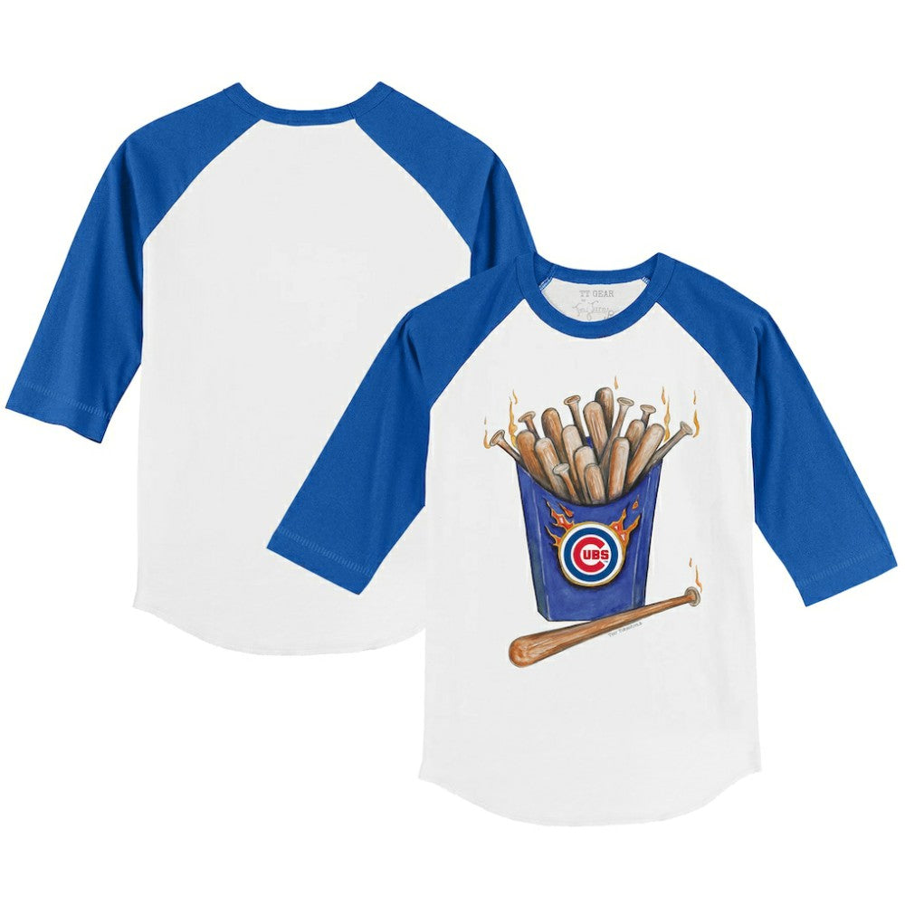 Chicago Cubs Tiny Turnip Youth Hot Bats 3/4-Sleeve Raglan T-Shirt - White/Royal